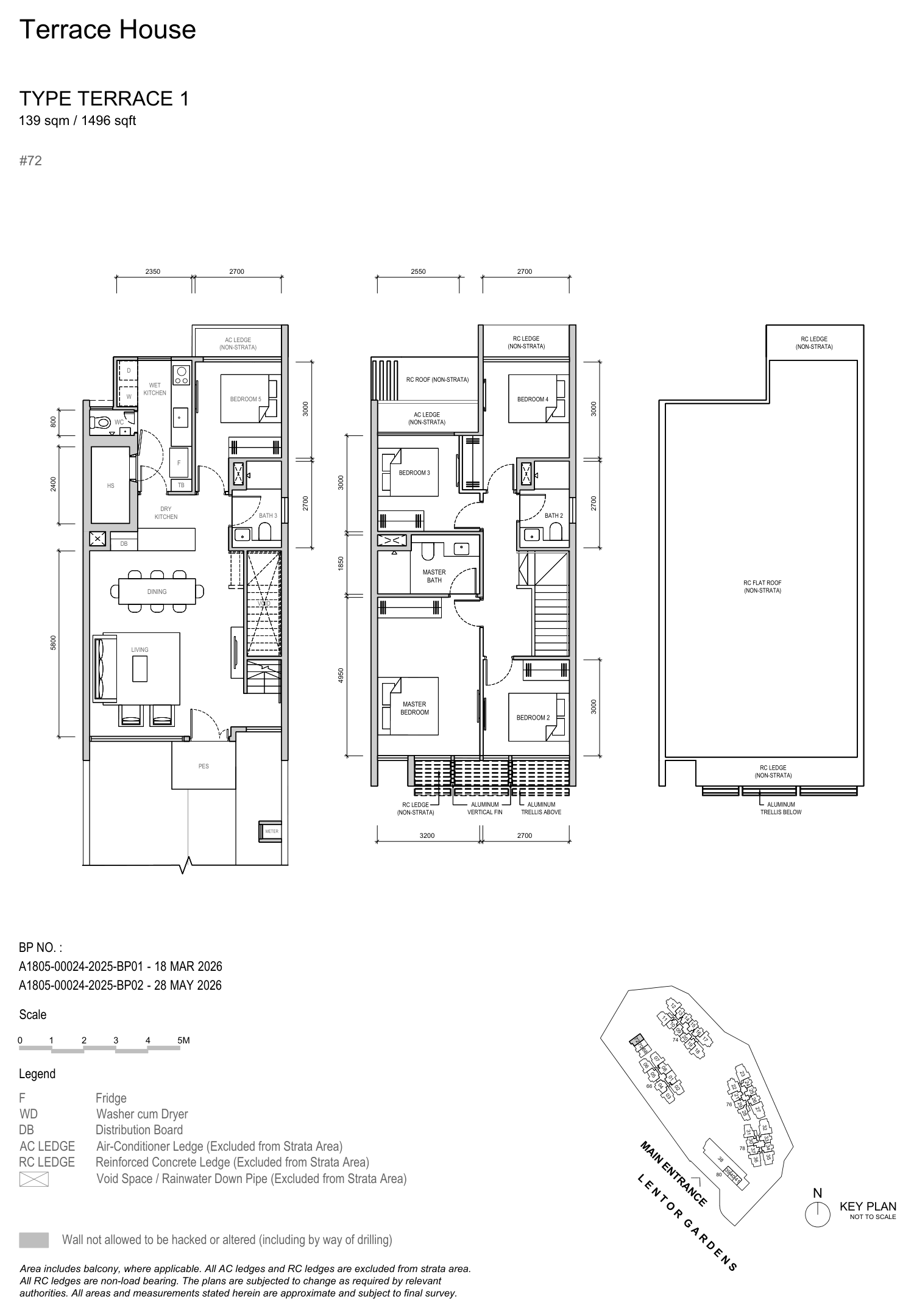 Floor plan for the Strata Terrace 1 layout at Lentor Gardens Residences, approximately 1496 square feet